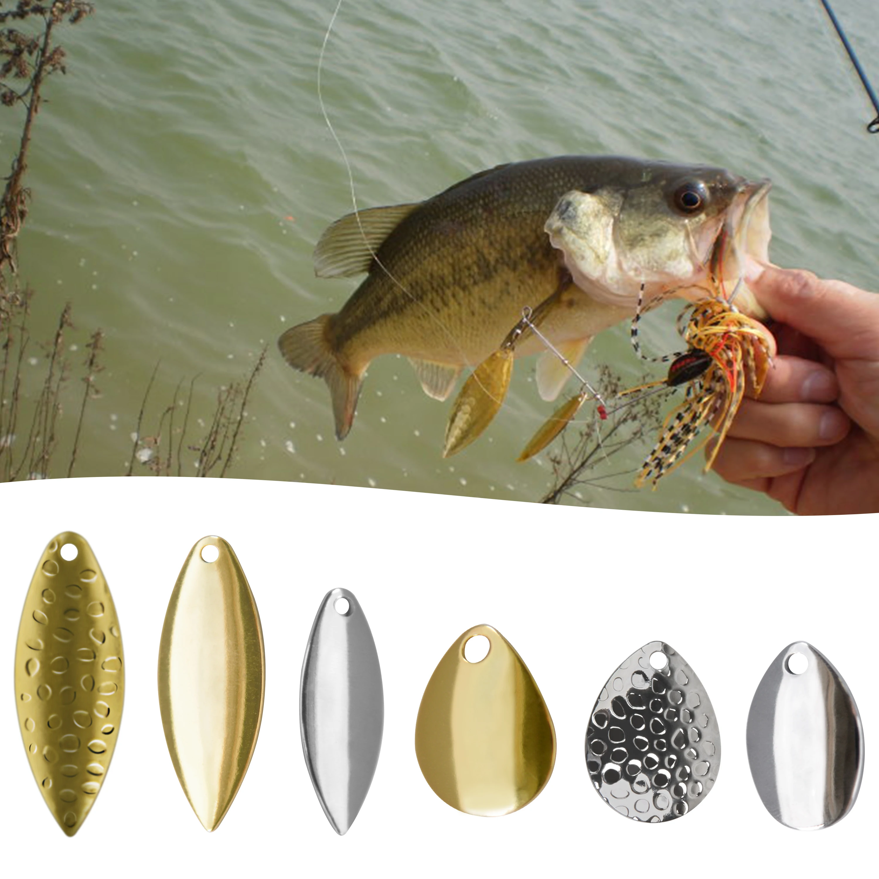 10pcs Colorado Willow Metal Spinner Blades Easy Spin Fishing Spoon Lure for Spinnerbait Buzzbait Bass Lure Fishing