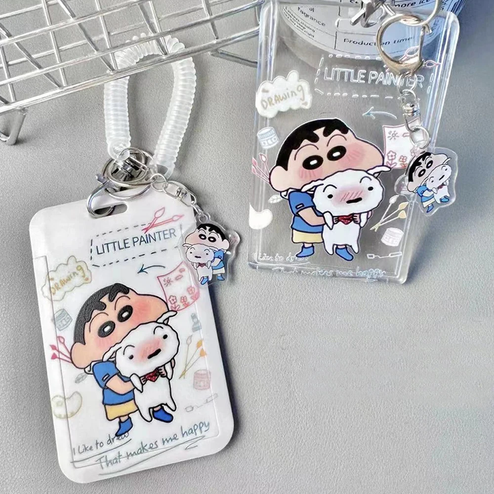 Cute Crayon Shin-chan White Transparent Card Holder Crayon Shinchan ID Card Identity Credit Cover Case Bank Bus Card Case Gifts