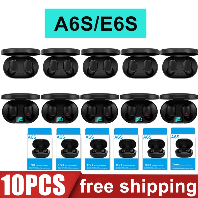 

10/20 PCS Wholesale A6S/E6S TWS True Wireless Earbuds HD Sports Headphones In-Ear Earphone Fone De Ouvido 5.0 Bluetooth Headset