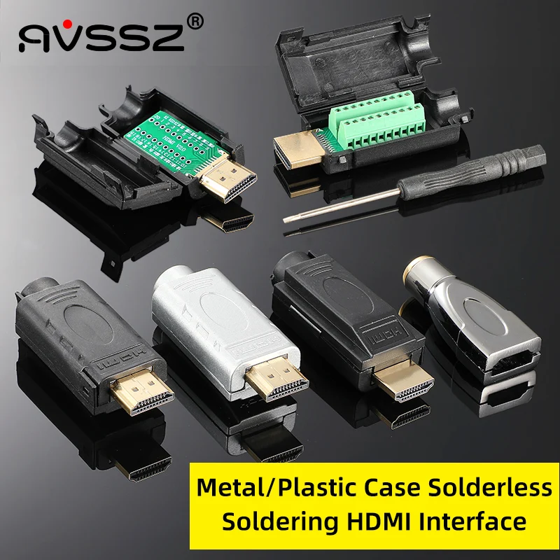 Bez lutowania HD HDMI gniazdo 2.0 złącze męskie aktualizacji hdmi drutu Adapter złącza zacisk kablowy skrzynka przyłączowa HD drutu spawania wtyczka