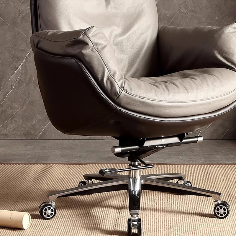 Chaise de Bureau Ergonomique en Cuir, Fauteuil Inclinable de Gaming, Mobilier de Salon