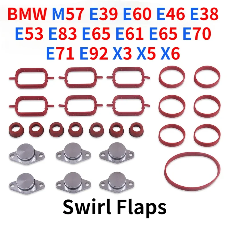 Swirl Flap Blanks Plate & Intake Inlet Manifold Gasket Seal For BMW M57 E39 E60 E46 E38 E53 E83 E65 E61 E65 E70 E71 E92 X3 X5 X6