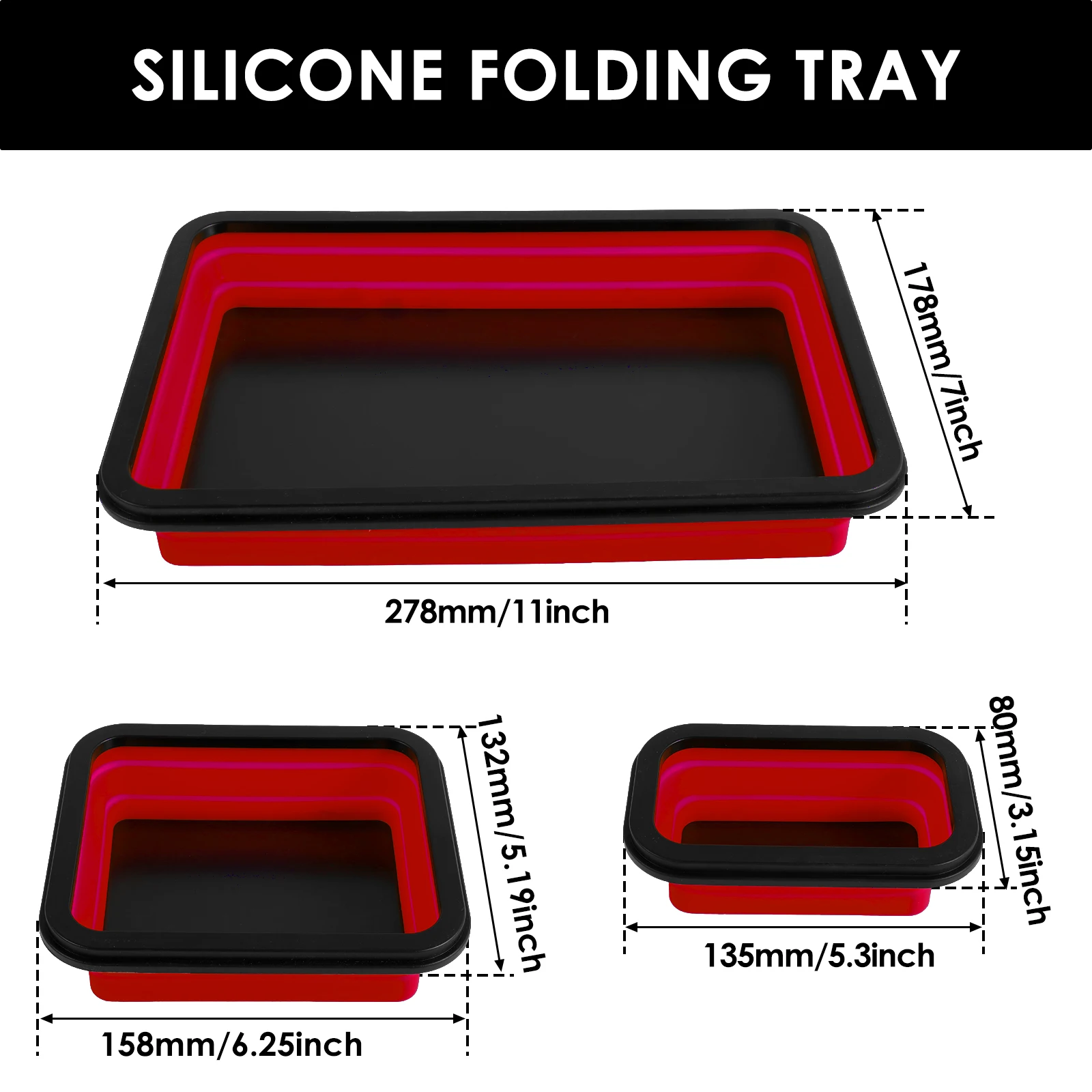 3Pcs Collapsible Magnetic Parts Tray Silicone Foldable Screw Bowl Tool Part Storage Box Plumber Carpenters Tool Organizer Tray