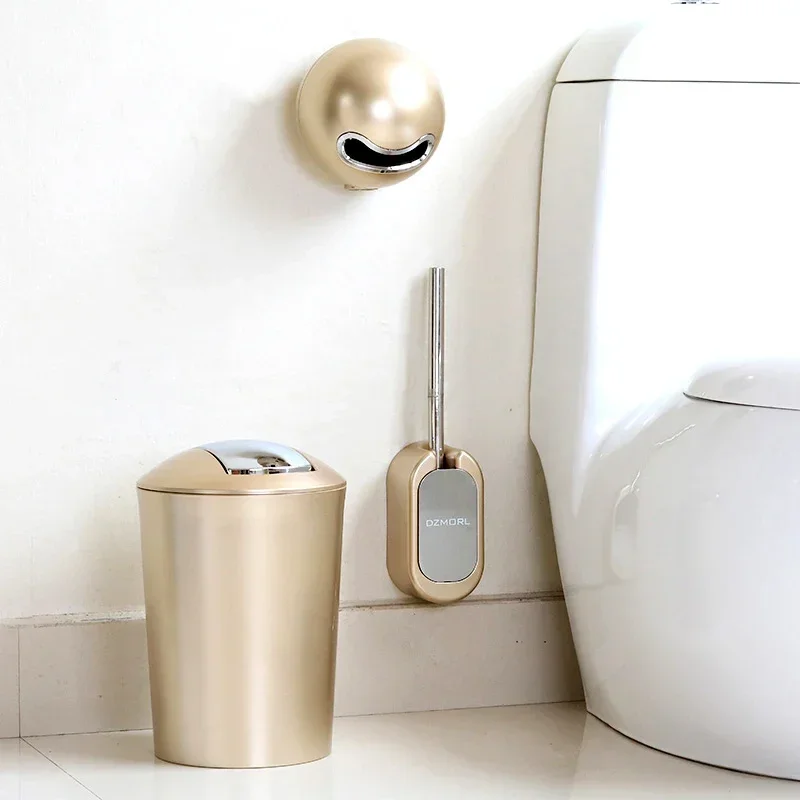 Nordic Trash Can Waste Bins Golde Paper Holder Paper Roll Holder Toilet Paper Box Wall-mounted Toilet Brush Plastic Toilet Brush