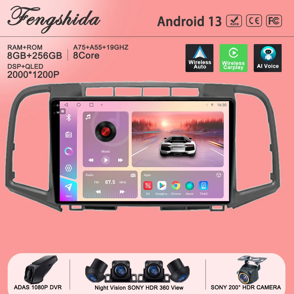 

Android 13 Multimedia For Toyota Venza 2008-2016 Stereo Head Unit 2K Auto Radio Touch Screen High-performance GPS Navigation 5G