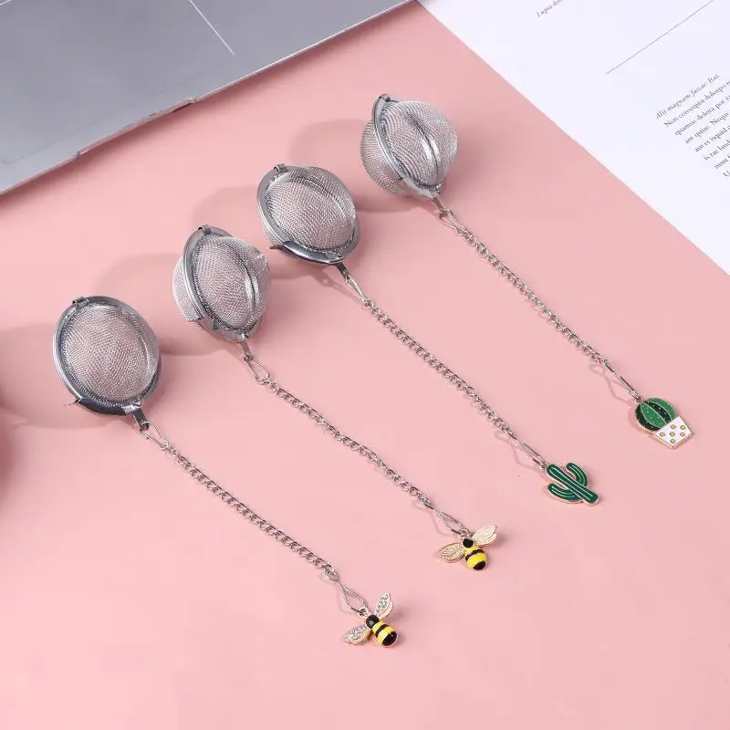 2Pcs Stainless Steel Tea Infuser Butterfly Bee Heart Plant Chain Tea Filter Mesh Ball Tea Strainer Coffee Herb Spice Diffuser