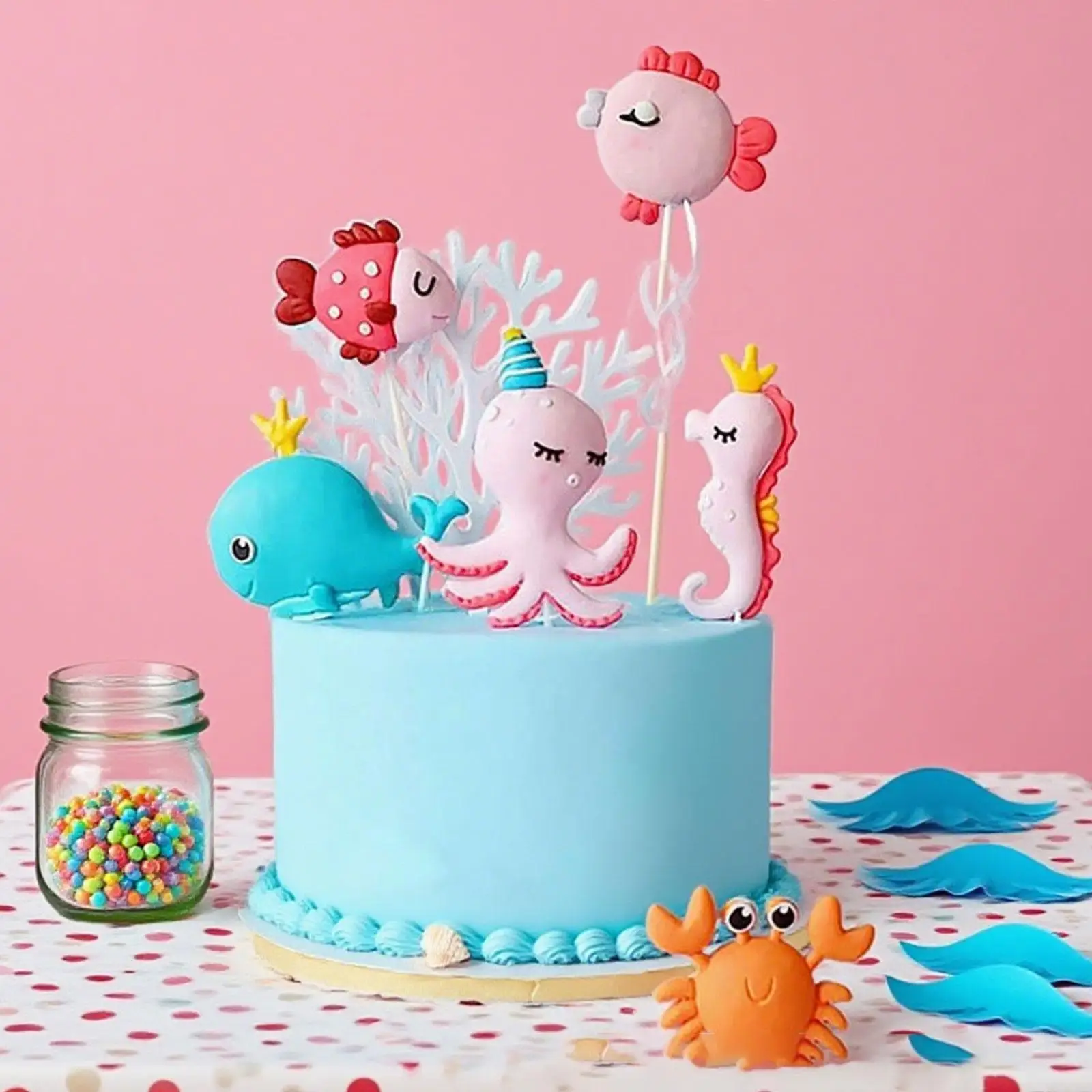 12x Топпер для морского торта с водорослями, многофункциональные украшения для торта на свадьбу, День святого Валентина, юбилей, декоративные