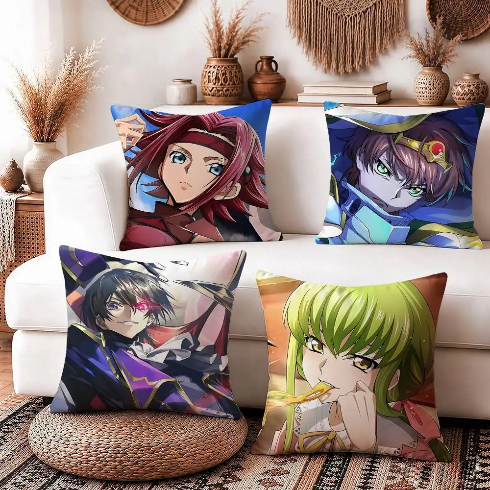 L-Lelouch-CC Anime C-Code Geass Square Sofa Pillow Cover Solid Color Living Room Home Decor Cushion Case