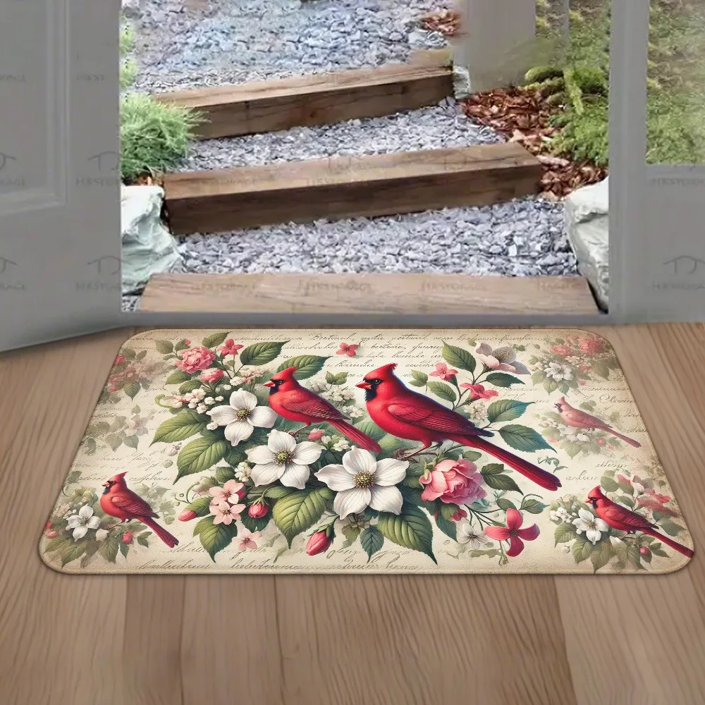 

1PC Red billed bird Pattern Door Mats Kitchen Rugs Non-Slip Pop design Bathroom Rugs Bath Mat Carpet for Home Sink Laundry Decor