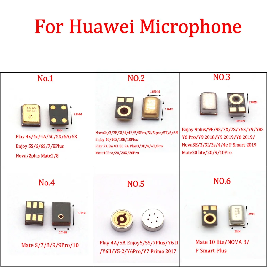 10pcs Microphone MIC Receiver Speaker For HUAWEI Mate 40 Pro 30 20 10 9 8 7 S 2 X RS Lite/Nova Plus 3 4 5 6 7 8 9 SE E T/ Enjoy