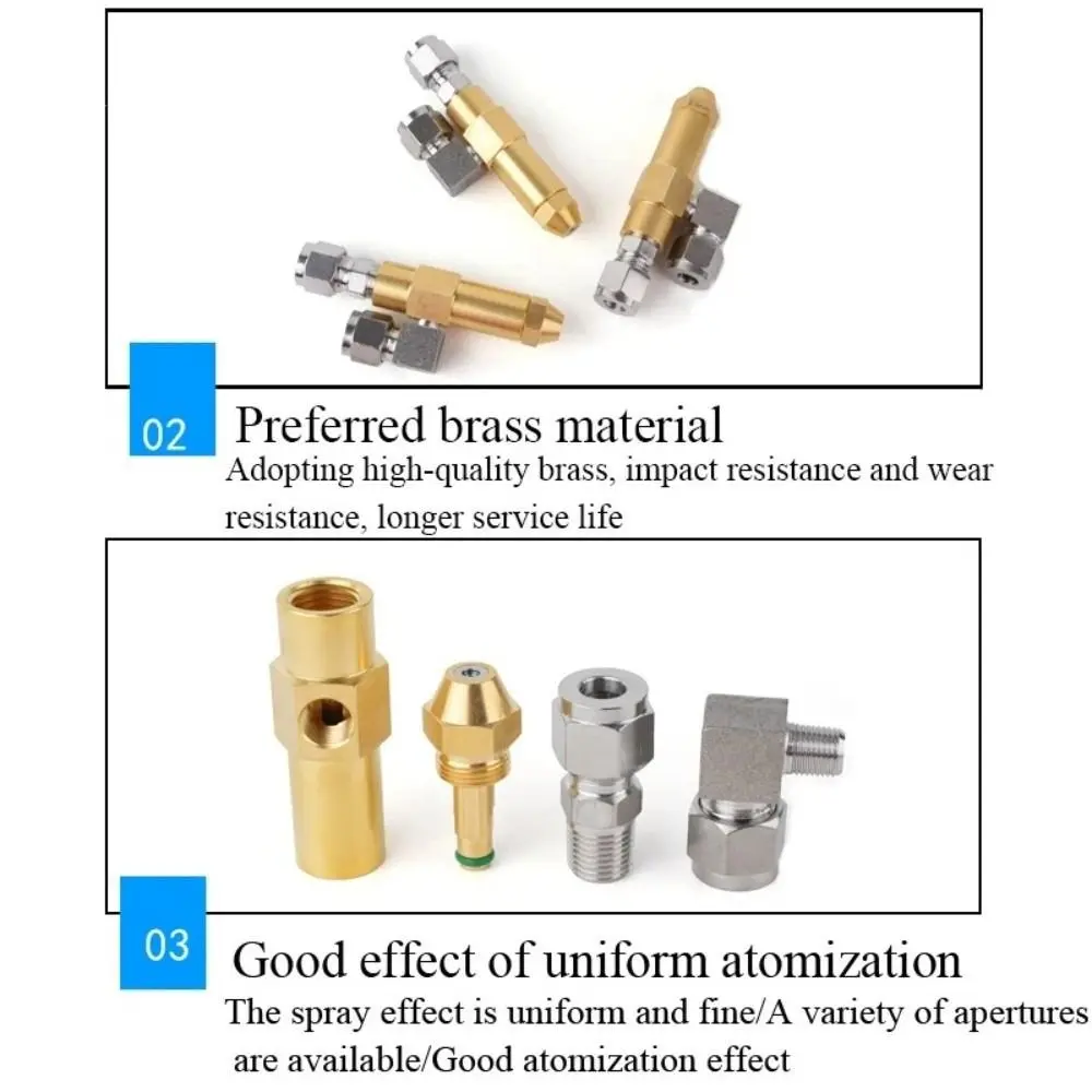 Brass Nozzle Siphon Nozzle Fan Spray Threaded Style Atomizing Nozzle Stainless Steel Fittings Fine Atomization Oil Burner Nozzle