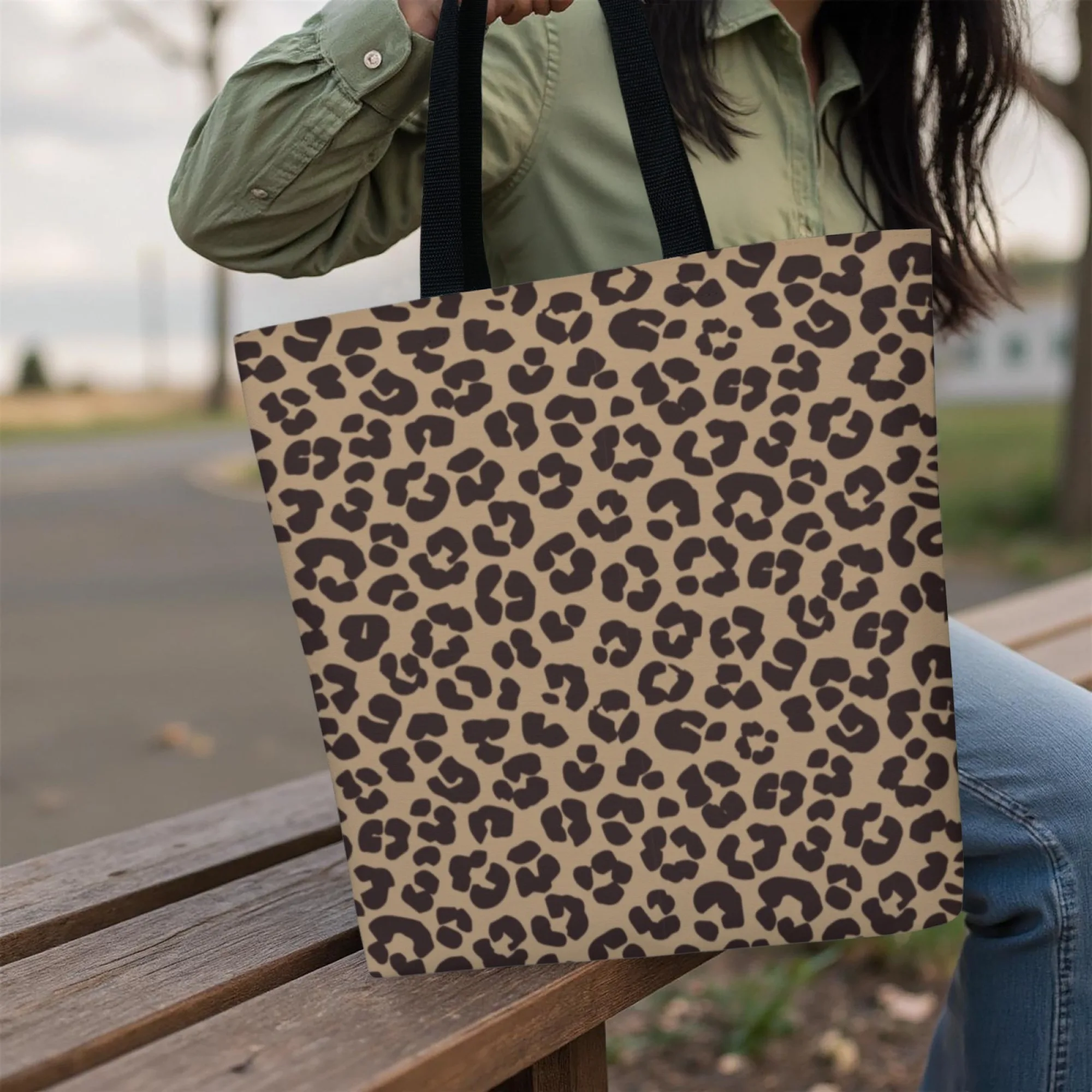 Borsa tote in tela di tendenza alla moda in stile coreano Borsa a tracolla con stampa leopardata per le donne perfetta per gli appassionati di tendenza Pendolarismo quotidiano