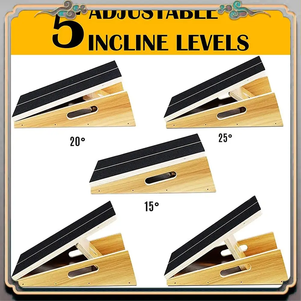 

Durable Wooden Slant Board Adjustable Incline Board And Calf Stretcher Slant Board With Non-Slip Surface Stretch Board