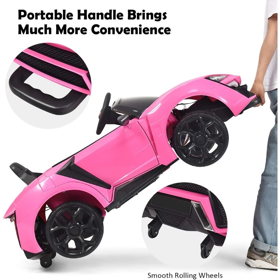 Ride on Car 12V Battery Powered Electric Vehicle w/Manual and Remote Control Modes LED Lights Horn Music MP3 USB TF 3 Speeds Sp