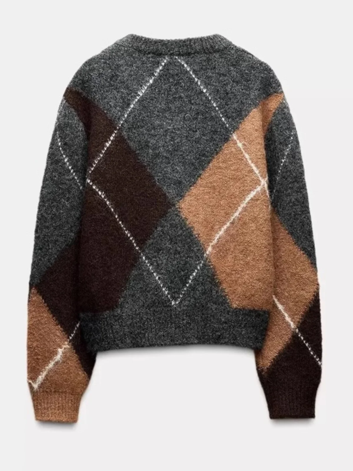 Autumn Winter New Arrival Women's Lazy Sle Patchwork Color Blo Print V-Ne Long Sve Knitted Sweater Casual Comfortable