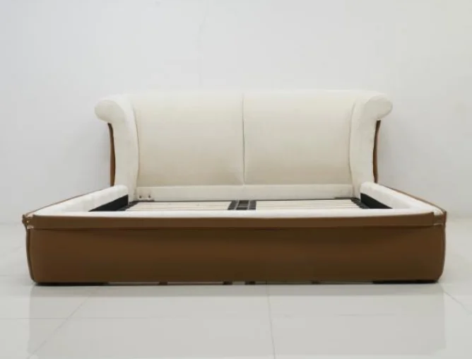 

Роскошная кровать King-size в скандинавском стиле с кожаной обивкой и возможностью выбора цвета для спальни