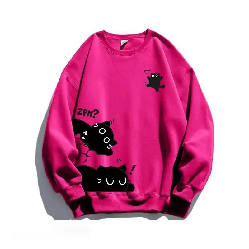 

Женский осенне-зимний свободный свитер Dopamine Ins, верхняя мода, уменьшение возраста, милый кот с принтом дракона и фрукта, цветной свитер с круглым вырезом