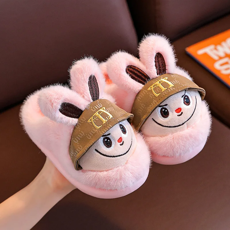 

Cotton Slippers for Kids 2025 New Winter Indoor Girls' Fleece Slippers Non-Slip Boys' and Toddlers' Home Family Shoes