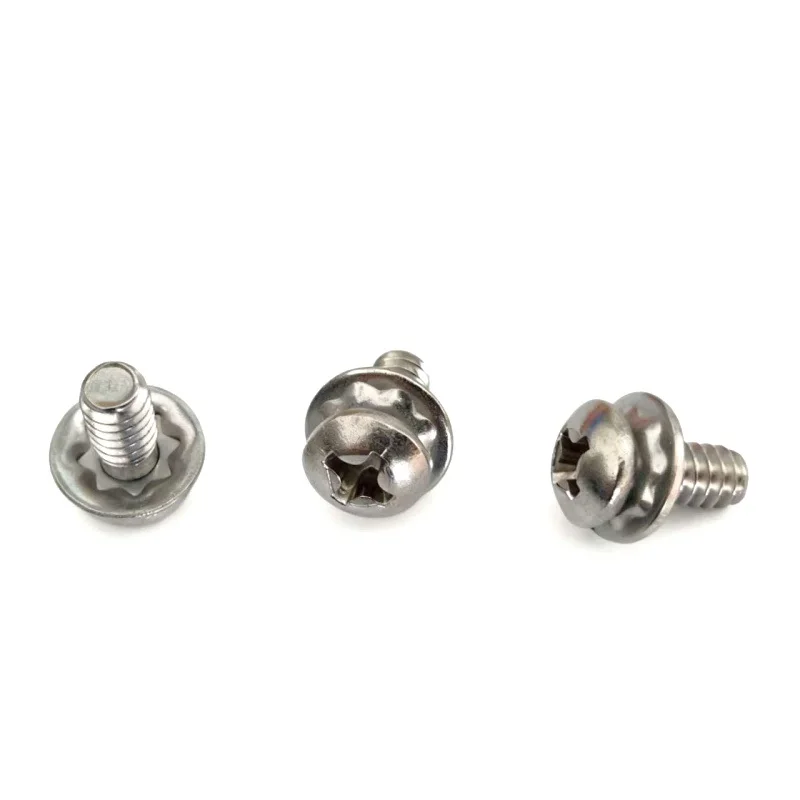 304 Stainless Steel American-British System Cross Pan Head Two Combination Screws with Torx Washer and Daisy Washer