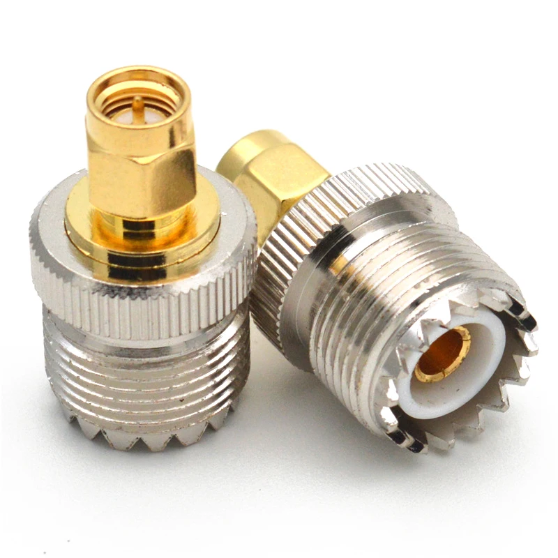 UHF أنثى إلى SMA ذكر RF محوري محول موصل ، مستقيم النحاس النيكل مطلي ، SO-239 SO239 ، 1 قطعة