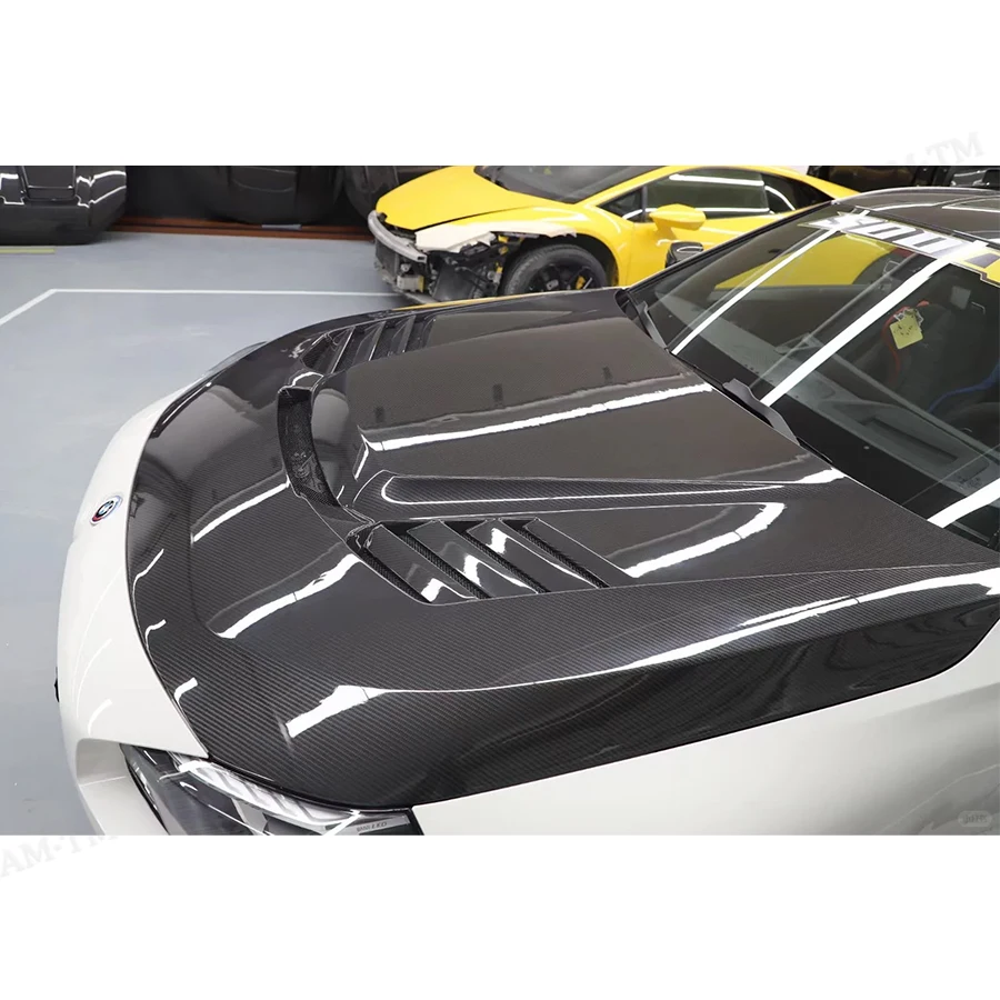 Dry Carbon Fiber For BMW 2 Series G42 G87 M2 2021+ Front Engine Hood Cover Car Vent Bonnet Cap V Style Car Accessories