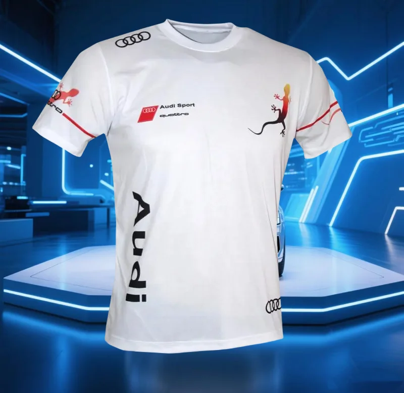 

Audi's New Summer 3D Printed Short Sleeved T-shirt for Outdoor Sports, Quick Drying, Breathable, Cool Polyester Thin T-shirt