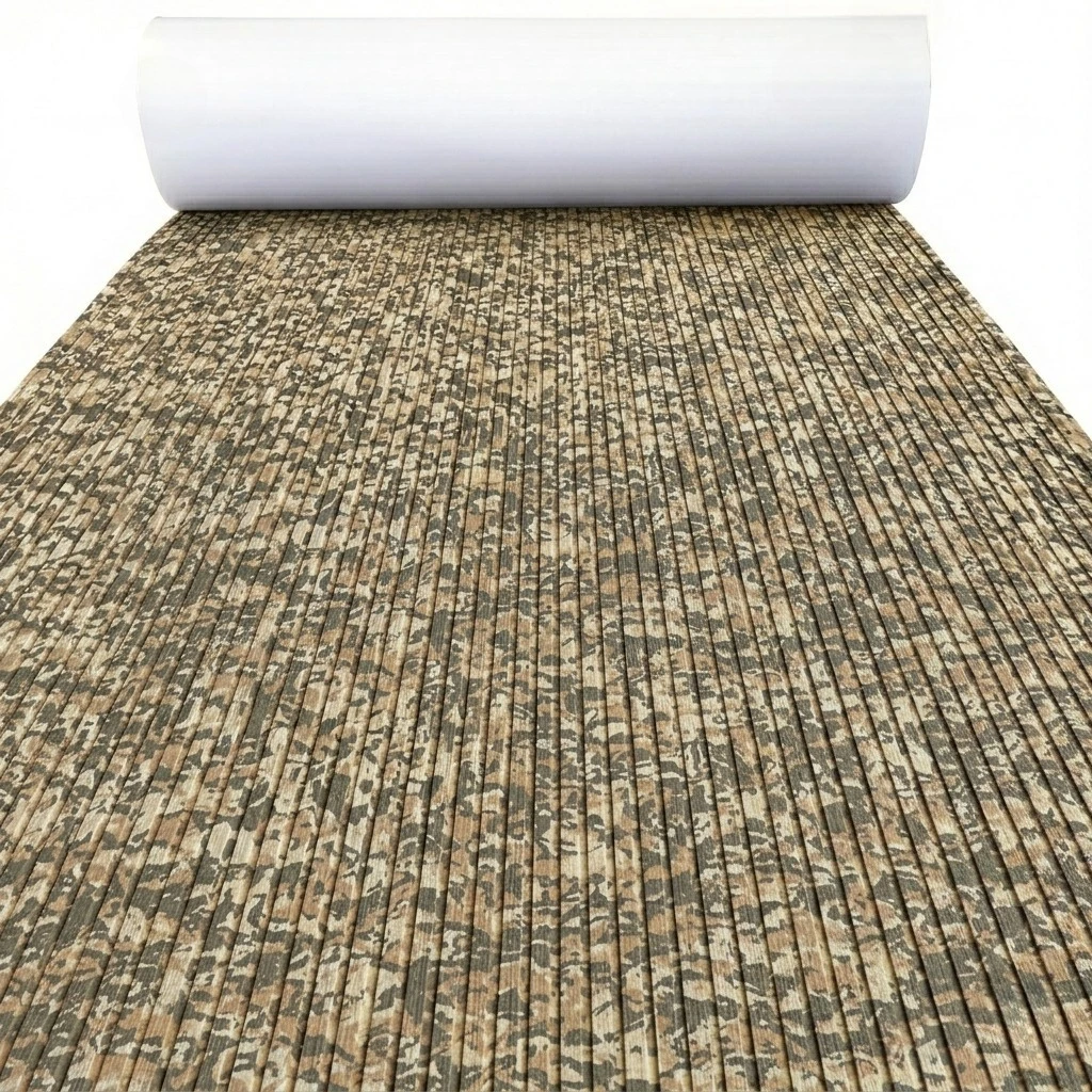 

KXKZREN 2400x1200mm Grooved Camo EVA Foam Boat Flooring Pad Self-Adhesive Anti-slip Decking Sheet Marine Mat for Motorboat RV