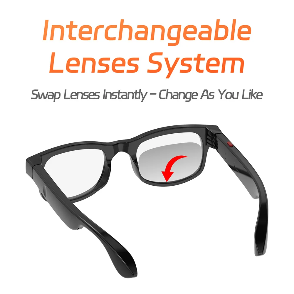 نظارات ذكية لترجمة الذكاء الاصطناعي مع 144 لغة نظارات شمسية صوتية ذكية وميكروفون مدمج ومكبرات صوت للرجال/النساء