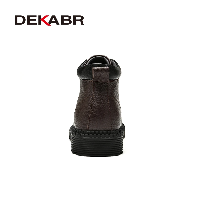 DEKABR Men\'s Boots Winter Fashion Lace-up Ankle Boots Mens Snow Boots Vintage Business Shoes Leather Office Boots For Men