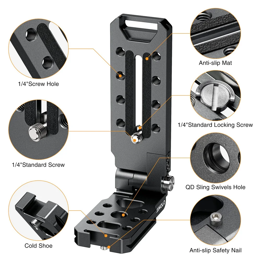 Foldable Camera L Plate Bracket Mount Arca Swiss Vertical Horizontal Quick Release L Holder for Canon Nikon Sony DSLR Camera