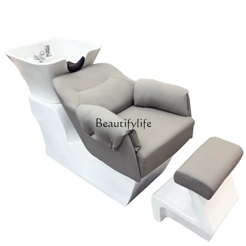 

lx29Barber Shop Simple Shampoo Chair Hair Salon Full Body Ceramic Deep Basin Flushing Bed for Hair Salon
