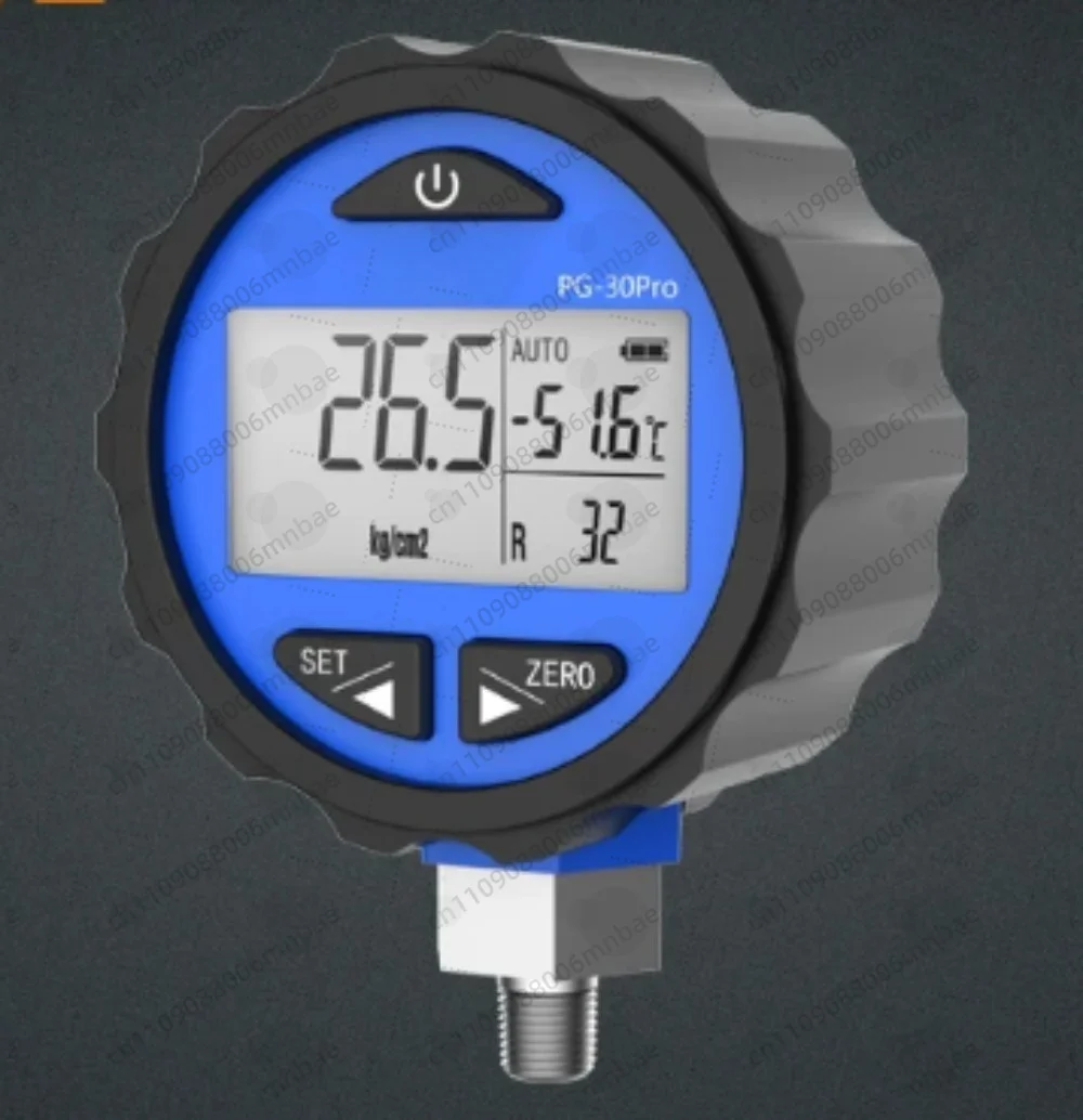 For PG-30 Pro Red Blue Digital Pressure Gauges High/Low Pressure HVAC 87+ Refrigerants Backlight Plastic 0.001MPa