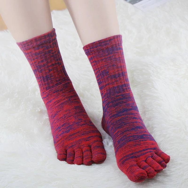 3 Pairs Winter Toe Short Socks Women Colorful Cotton Young Thick Keep Warm Against Cold Snow Five Finger Terry Thermal Socks