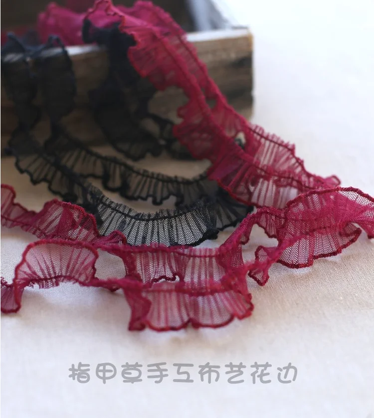 3 Meters Width 2cm 8 Colors Mesh Lace Trim 3D Pleated Ruffle Lace Ribbon DIY Crafts Collar Garment Sewing Accessories Fabric