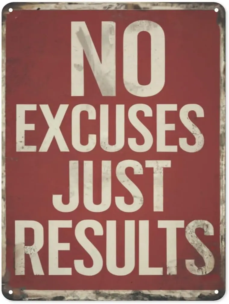 Gym Tin Sign Gym Sport Metal Tin Signs No Excuses Just Results Sign Gym Inspirational Quotes Wall Art Gym Motivation Motiva sign