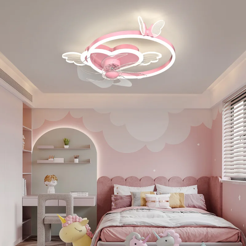 Ventilatori da soffitto per bambini con luci per camera da letto Ventilatore silenzioso Lampada da soffitto con telecomando Lampada da soffitto moderna a 6 velocità Dimmerabile a LED