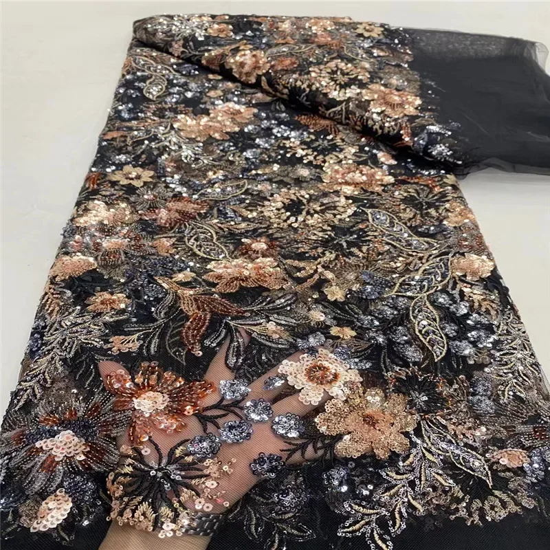 CX wedding evening dress fabric Ins same new lace gradual change beads embroidered mesh cloth