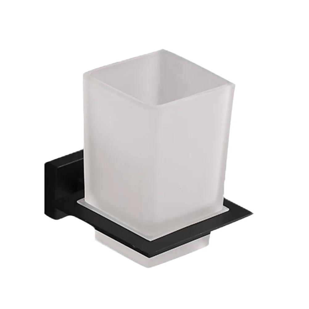 حامل أكواب لفرشاة الأسنان، ملحقات الحمام المصنوعة من سبائك الزنك الأسود، مقاومة للرطوبة وغير قابلة للانزلاق لتخزين الحمام والمطبخ #4