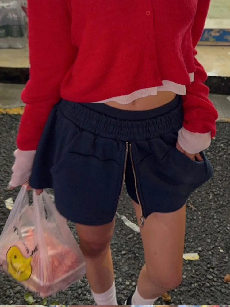 2025Dongda Gate Herbst Neues Design Reißverschluss Kleine ence Sweat Rock Hosen Spicy Girl A-Linie Casual ort Rock