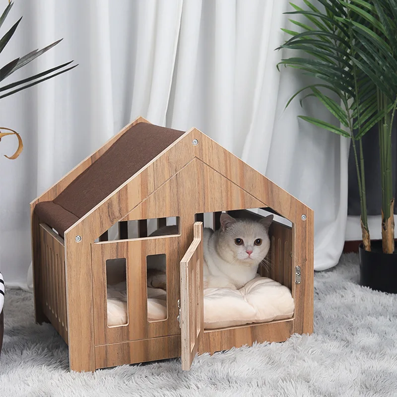 Custom Large Pet Cages House Solid Wood Dogs Kennel Pet Houses Large Wooden Dog Cage House Furniture