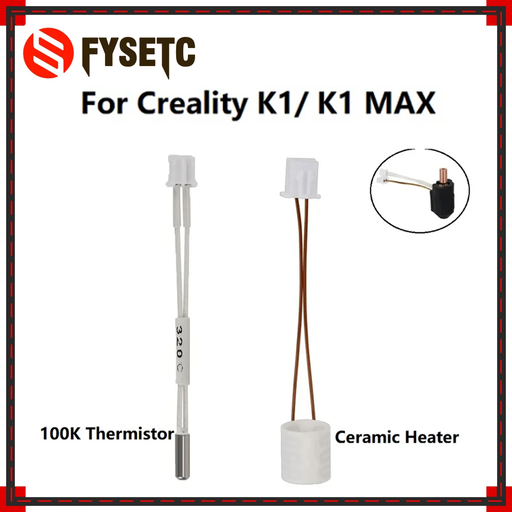 For Creality K1/ K1 Max Hotend Ceramic Heating Tube 24V 60W Thermeistor sensor High Thermal Conductivity for K1 MAX K1 3D Print