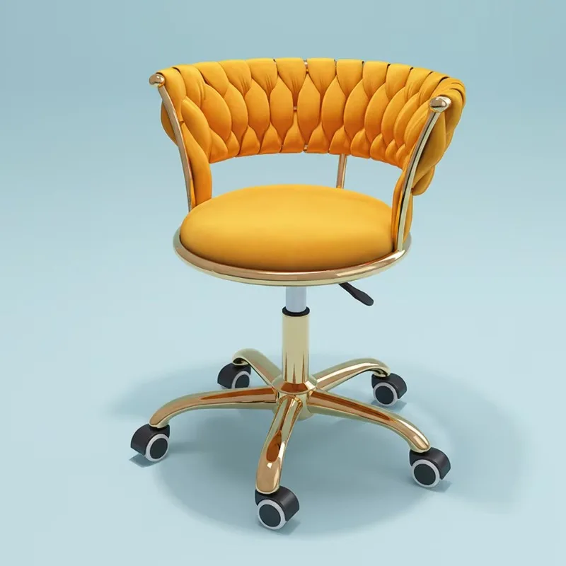 Bar Chair Light Luxury Girl's Bedroom Comfortable Rotating Lifting Nail Art Shop Wheelchair Makeup Dressing Stool Metal Frame No
