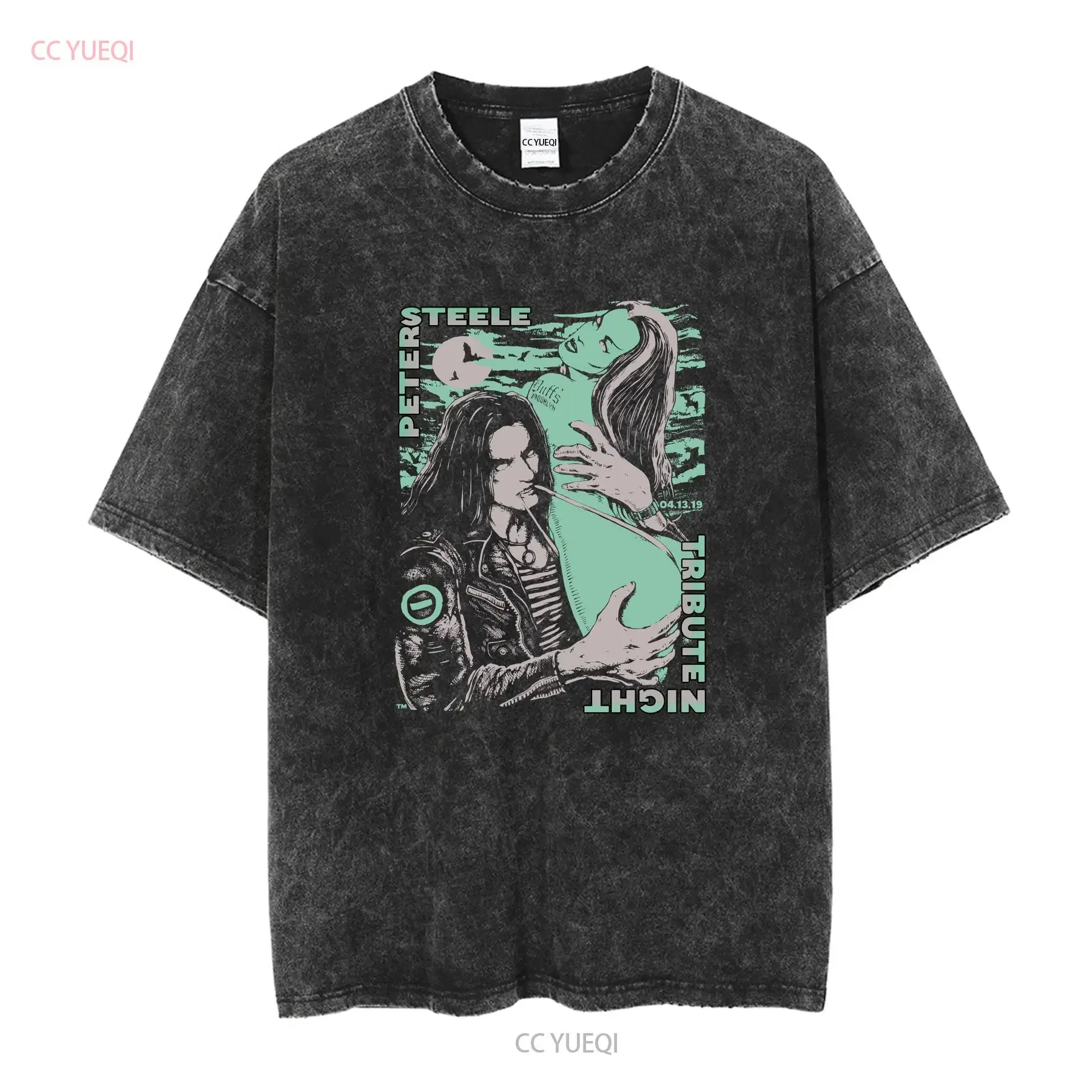 PETER STEELE T Shirt TYPE O NEGATIVE Black  vintage Washed Stretched Top For Everyday Wear Slightly Casual Soft homme