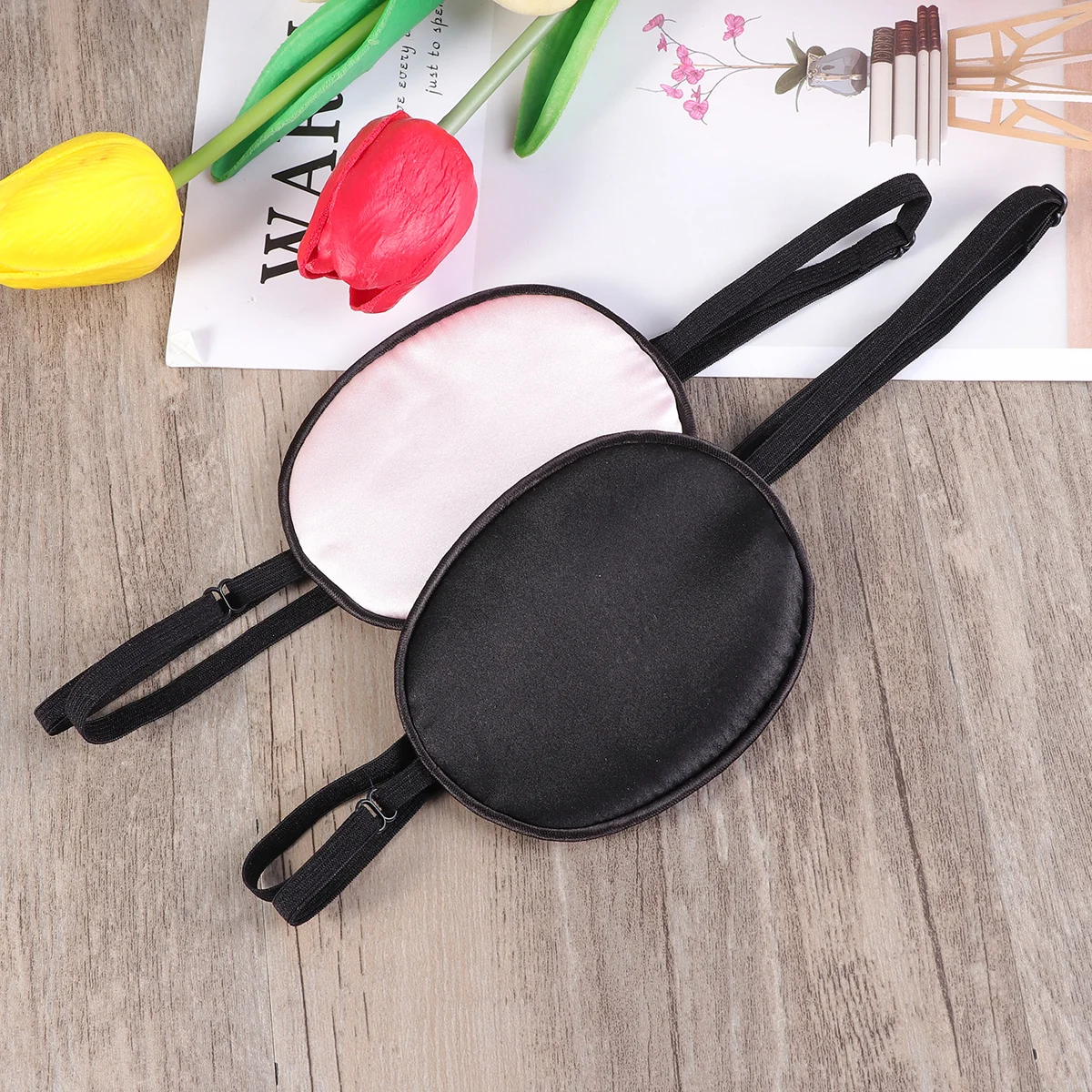 

2pcs Single Patch Silk Fabric Soft Light Blocking Adult Eye Cover For Amblyopia Strabismus Lazy Eye Training Adjustable Pirate