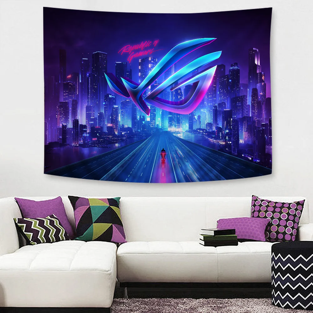 ASUS ROG Republic of Gamers Logo Cartoon Tapestry Bohemian Wall Tapestries Mandala Home Decor