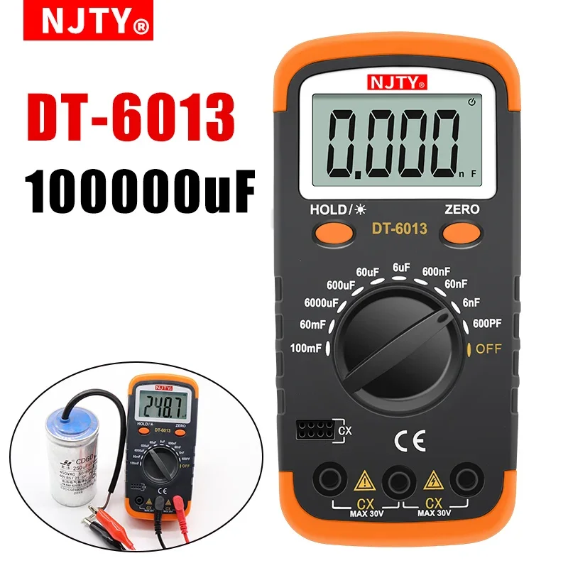 

NJTY Digital Multimeter 6000 Count True Rms AC/DC Voltage Current NCV Transistor Accurate Auto Range Tester 100000uF Capacitance