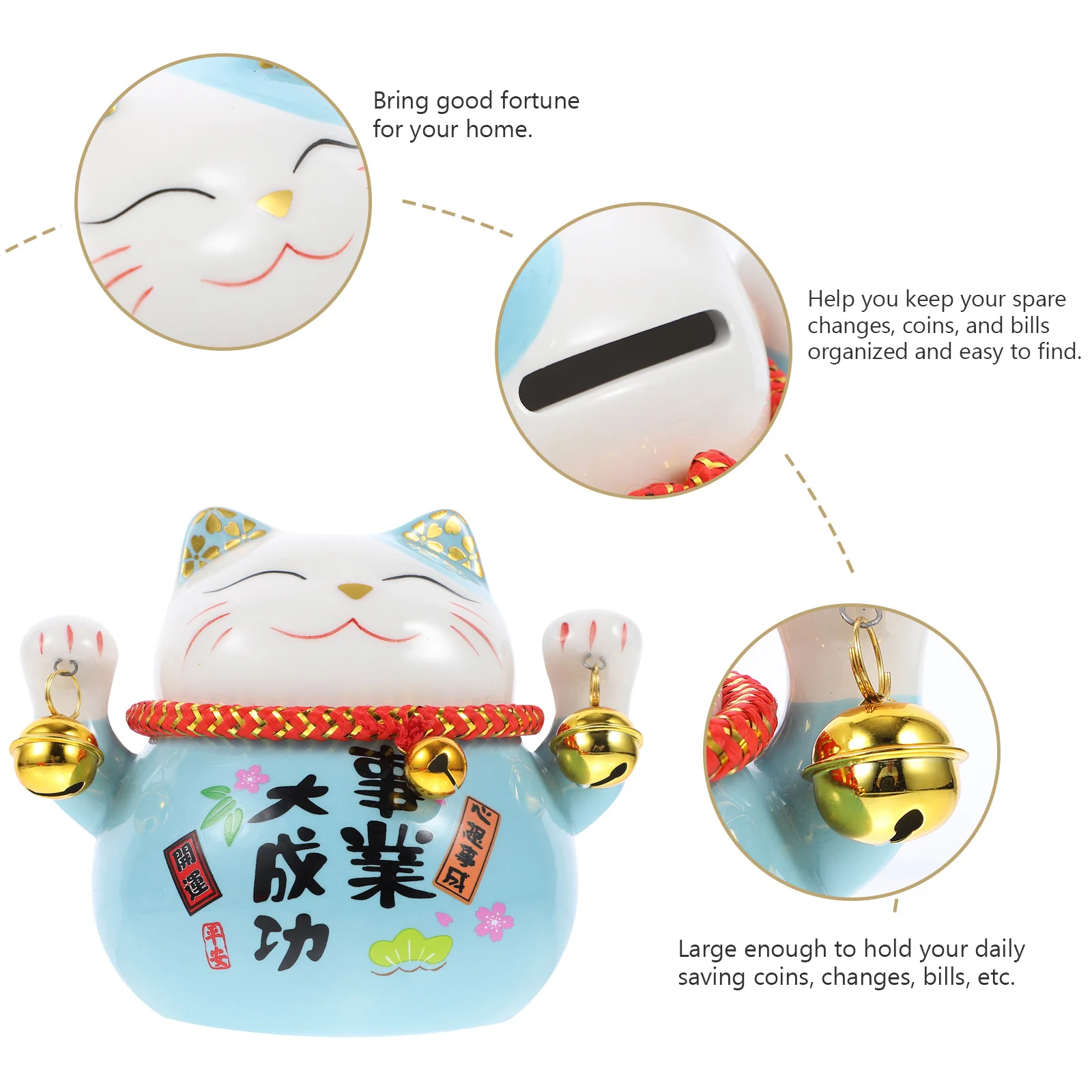 

Fortune Cat Money Bank Miniature Cats Lucky Home Decor Decoration Savings Adults