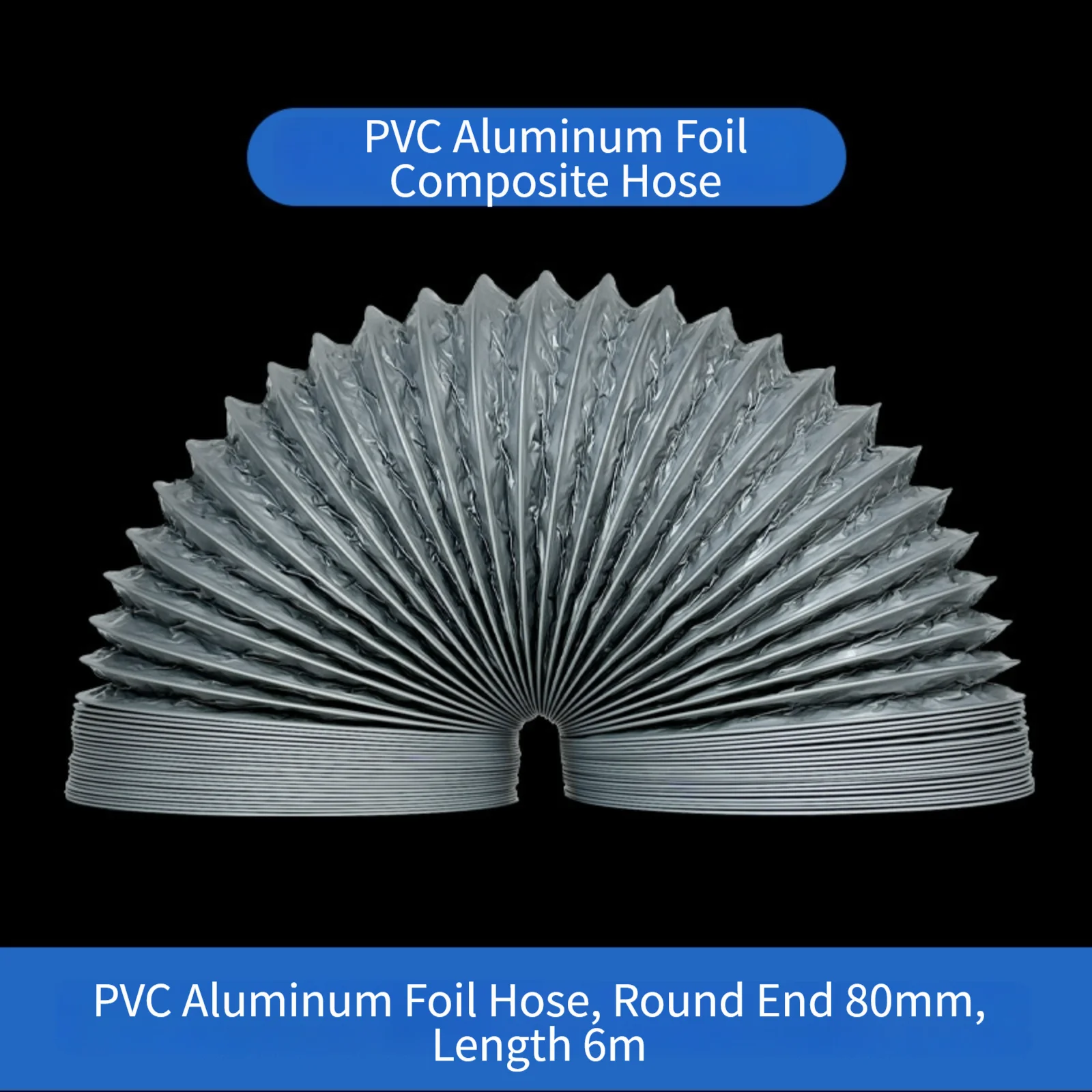 Range Hood Ventilation Hose PVC Outer Layer Aluminum Foil Inner Layer Stainless Steel Wire Reinforced Flexible