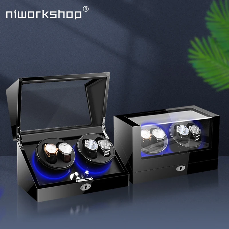 1pc Niworkshop Watch Winder for Automatic Watches,4 Watch Rotator Watch Box with Key Unlocking For Men's And Women's Watches