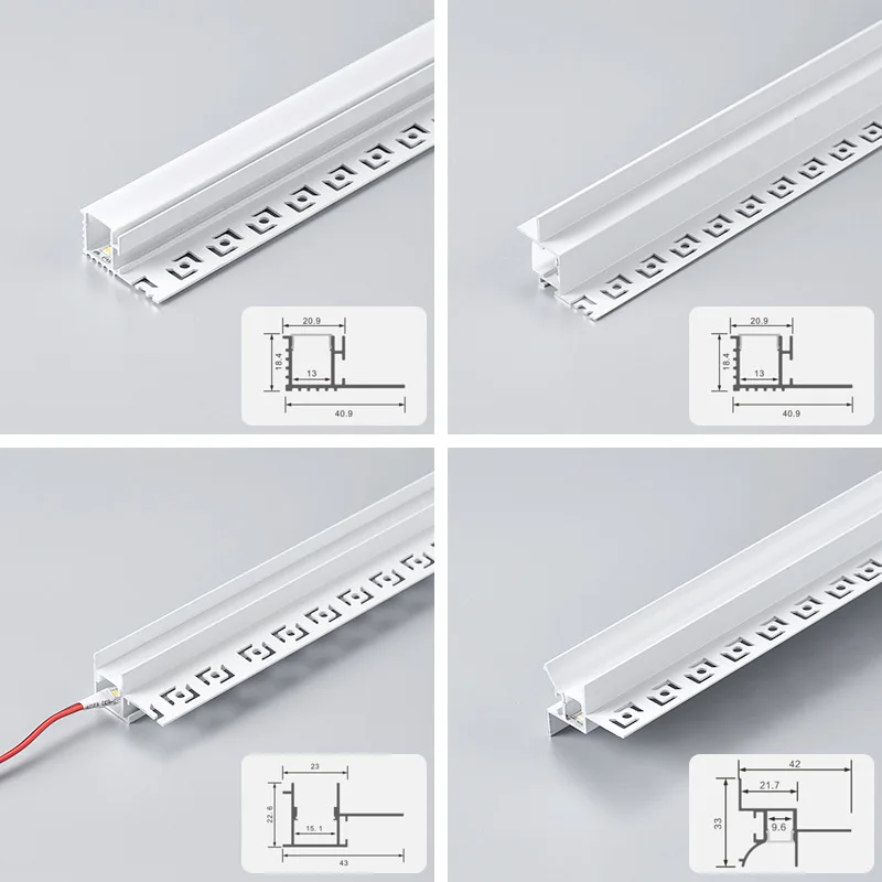 Narrow Ceiling LED Aluminum Profile Embedded Channel Strip Light Luminous Plaster Molding Hidden Backlight Linear Lighting